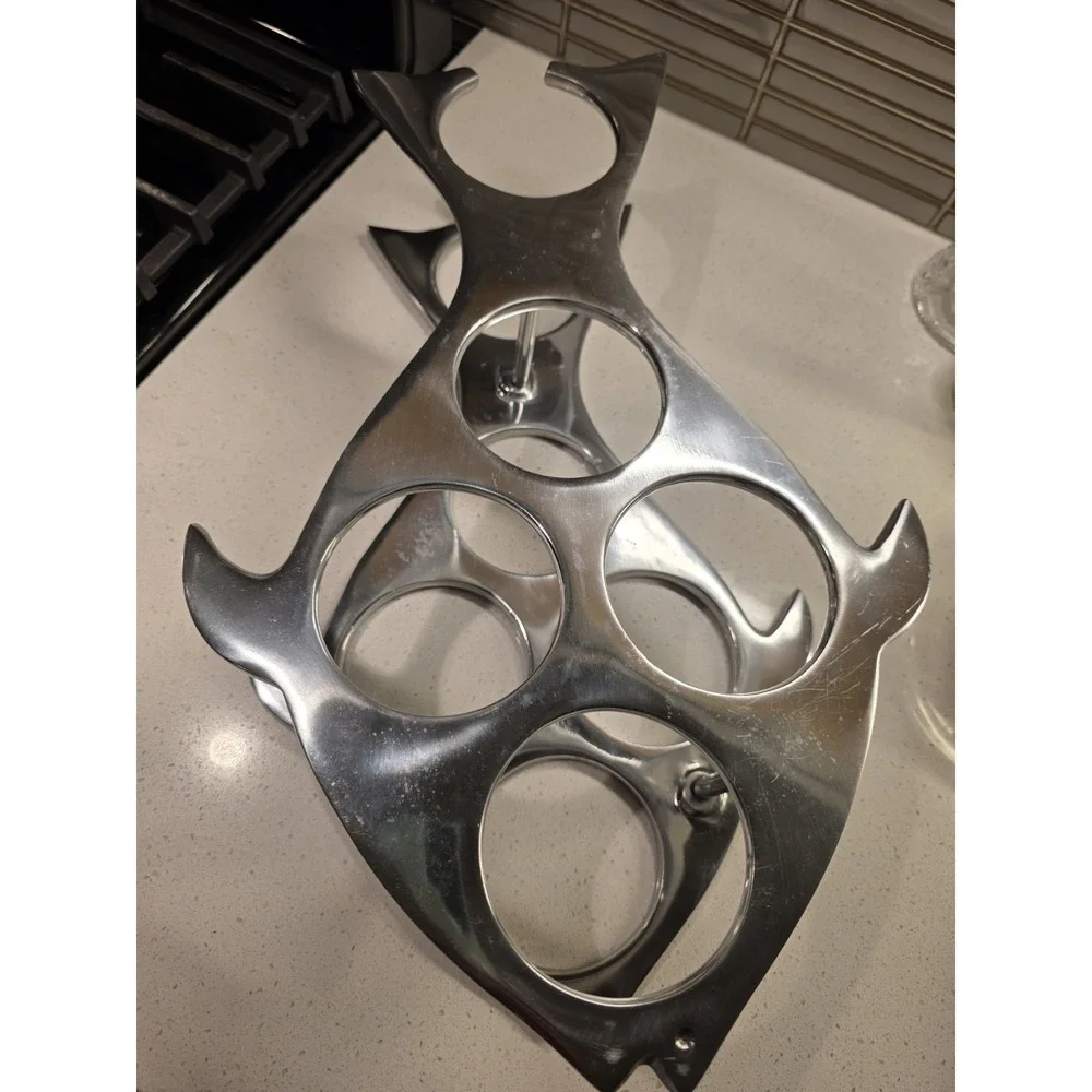Silver Metal Fish Shaped Countertop Wine Rack Holder Heavy-Duty 5 Bottle